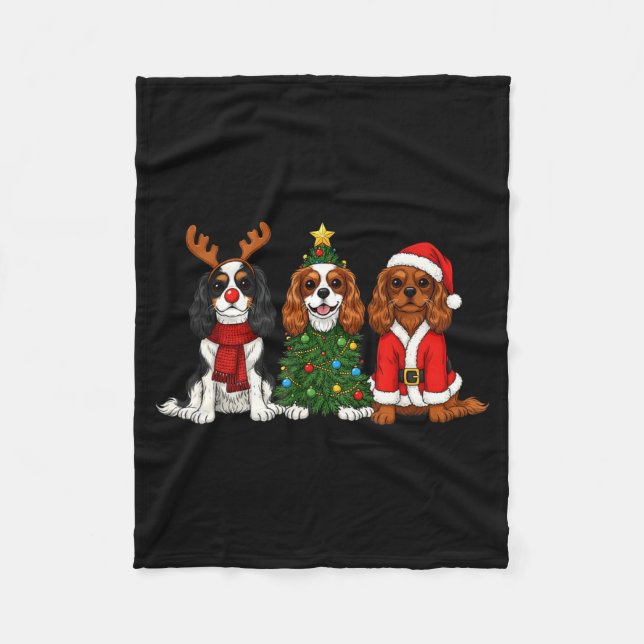 Couverture Polaire Christmas Cavalier King Charles Spaniel Santa Rein (Devant)