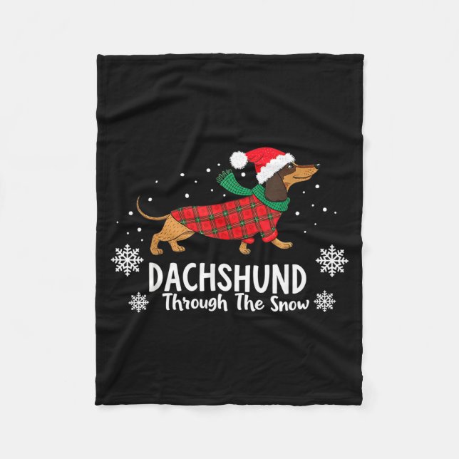 Couverture Polaire Christmas Dachshund Through The Snow Wiener Dog Sa (Devant)
