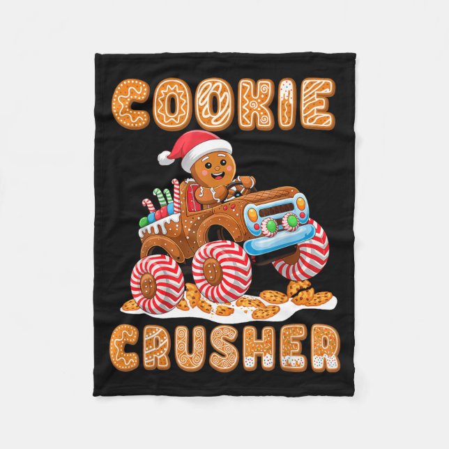Couverture Polaire Christmas Gingerbread Pajamas Cookie Crusher Monst (Devant)