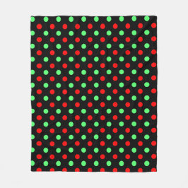 Couverture Polaire Christmas - Green and Red Polka Dots Pattern  