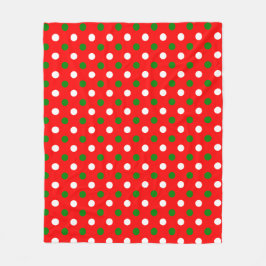 Couverture Polaire Christmas - Green and White Polka Dots Pattern  