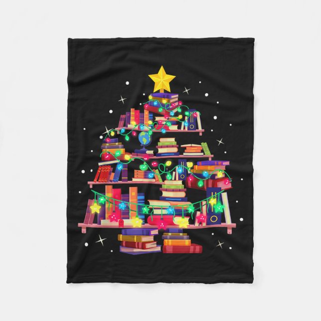 Couverture Polaire Christmas Library Tree Love Reading Books Nerd Tea (Devant)