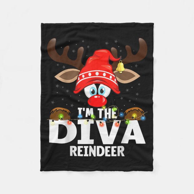 Couverture Polaire Christmas Matching I'm The Diva Reindeer  (Devant)