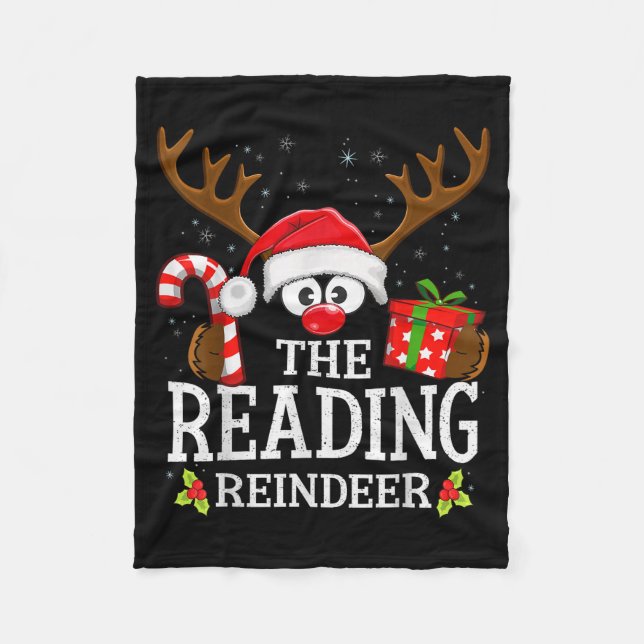 Couverture Polaire Christmas Matching The Reading Reindeer Family  (Devant)