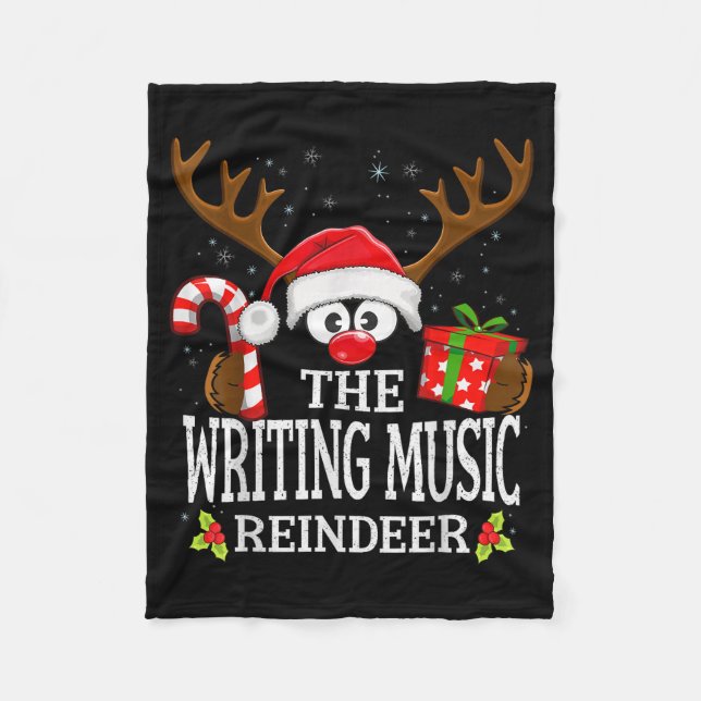Couverture Polaire Christmas Matching The Writing Music Reindeer Fami (Devant)