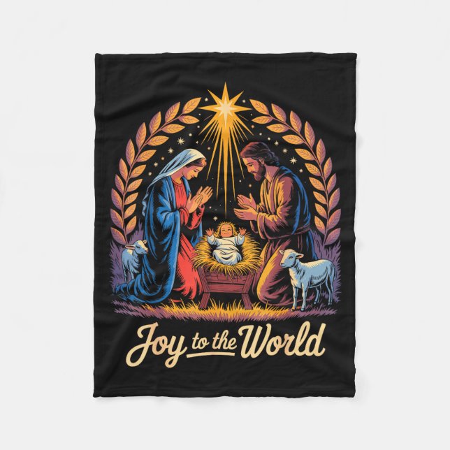 Couverture Polaire Christmas Nativity Christian Birth Of Jesus Joy To (Devant)