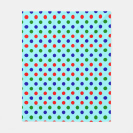 Couverture Polaire Christmas - Red, Green & Blue Polka Dots Pattern  