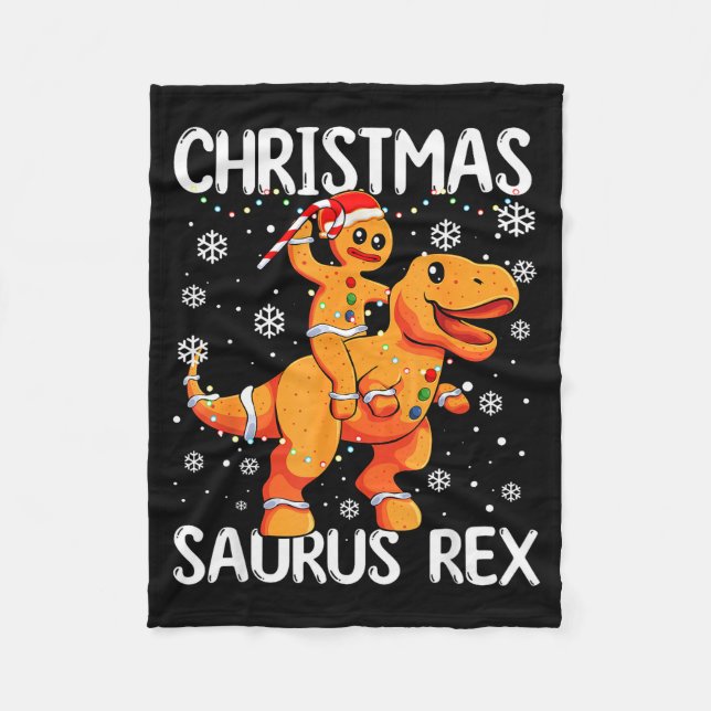 Couverture Polaire Christmas Saurus Rex Gingerbread Man Cookie Trex B (Devant)