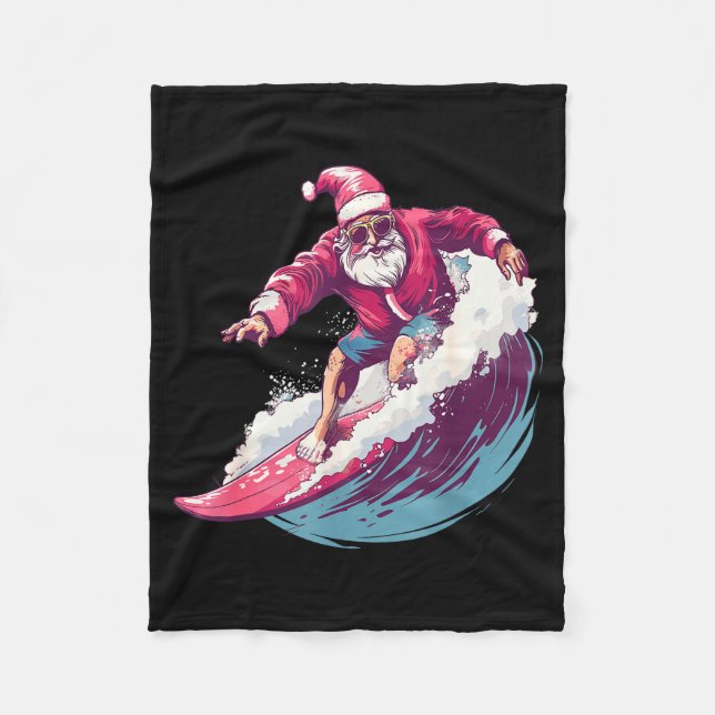 Couverture Polaire Christmas Surfing Santa Surfboarder Surf Lover Xma (Devant)