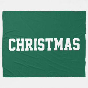 Couverture Polaire CHRISTMAS Texte Blanc Nostalgique sur Fond Vert Ép