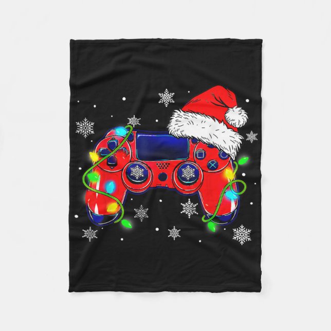 Couverture Polaire Christmas Video Game Controller Santa Hat Gamer Bo (Devant)