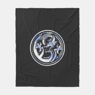 Couverture Polaire Chrome Dragon Crest en fibre de carbone Impression