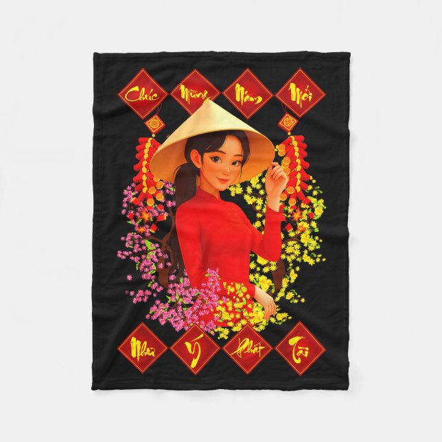 Couverture Polaire Chuc Mung Nam Moi Tet Binh Ngo 2026 Vietnamese Gir (Devant)