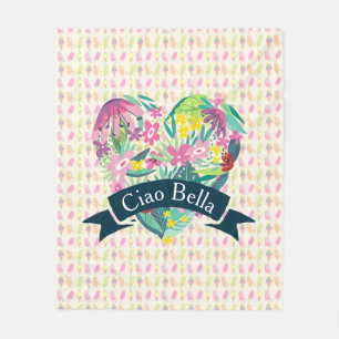 Couverture Polaire Ciao Bella Cute Coeur Floral avec Fleurs Tropicale