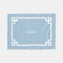 Ciel Bleu et Clé Grecque Monogramme Blanc