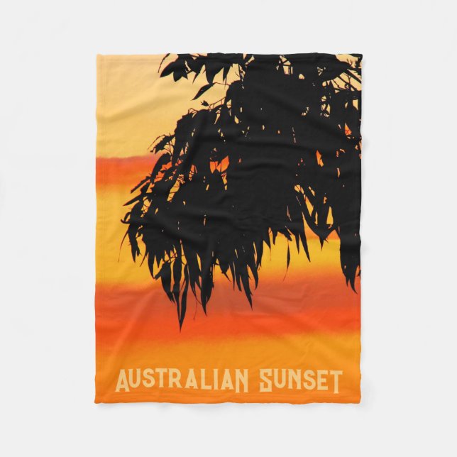Couverture Polaire Ciel du coucher de soleil en silhouette australien (Devant)