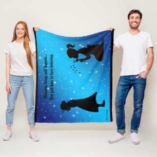 Couverture Polaire Ciel étoilé "Keep Believing" Fond noir médium