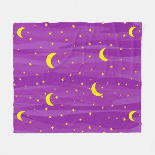 Couverture Polaire Ciel nocturne violet foncé - Motif d'étoiles et de