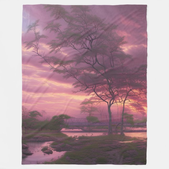 Couverture Polaire Ciel nuageux rose (Devant)