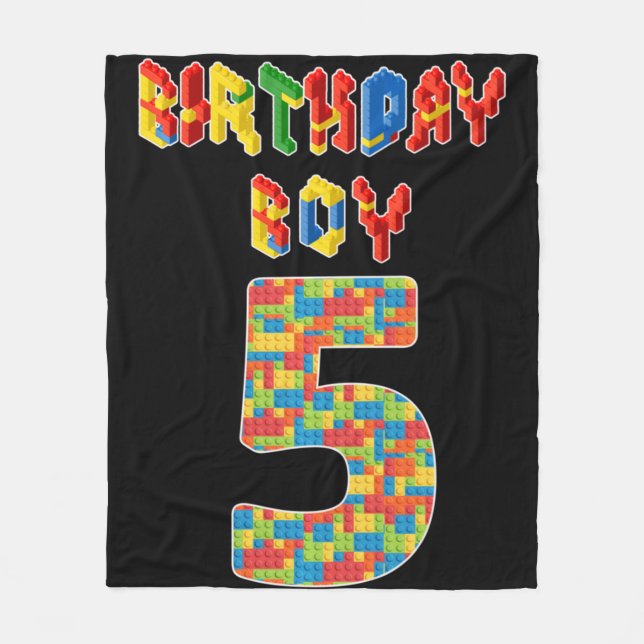 Couverture Polaire Cinq Year Old Toxits Building Block 5th Birthday B (Devant)
