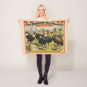 Couverture Polaire Cirque vintage Montrant Des Ostriches Et De Grands