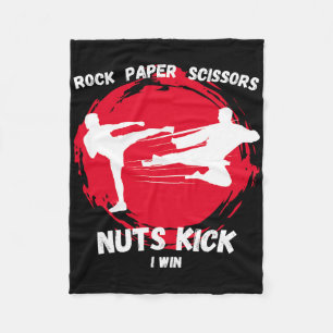 Couverture Polaire Ciseaux de papier rock noix coup de pied Win Funny