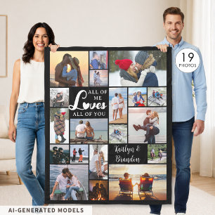 Couverture Polaire Citation d'amour de couple moderne 19 Photo Collag