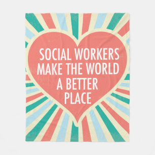 Couverture Polaire Citation de travail social inspirant Coeur mignon