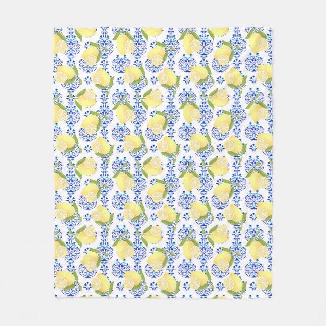 Couverture Polaire Citron Motif Aimer Blanc (Devant)