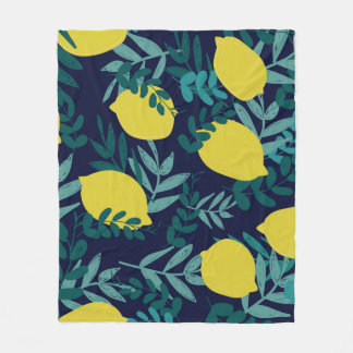 Couverture Polaire Citrons et motifs feuille