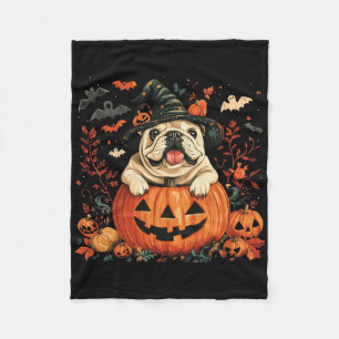 Couverture Polaire Citrouille anglais Buldog Halloween Hommes d'actio