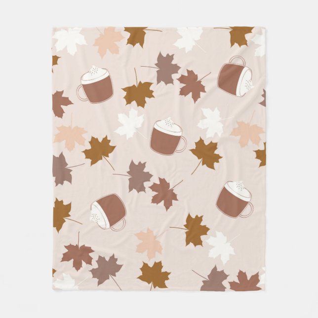 Couverture Polaire Citrouille botanique rustique Motif feuille d'érab (Devant)