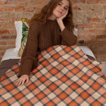 Citrouille d'automne classique Orange Brown Tartan