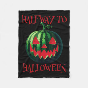 Couverture Polaire Citrouille de pastèque à mi-chemin d'Halloween