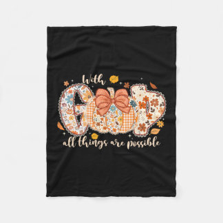 Couverture Polaire Citrouille de Thanksgiving avec Dieu tout est poss