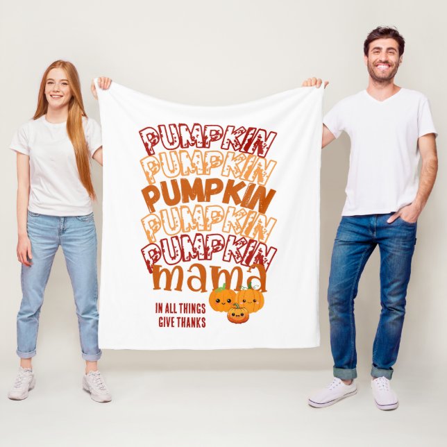 Couverture Polaire CITROUILLE MAMA personnalisable Thanksgiving (En situation)