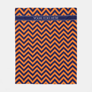 Couverture Polaire Citrouille Marine LG Chevron Marine Blue Nom Monog