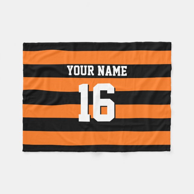 Couverture Polaire Citrouille Orange Black Team Jersey Preppy Stripe (Devant (Horizontal))