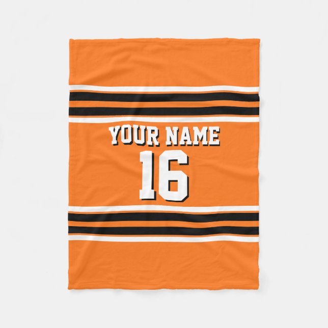 Couverture Polaire Citrouille Orange Blk Team Jersey Numéro personnal (Devant)