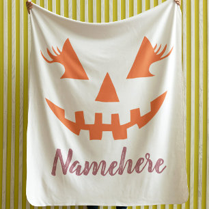 Couverture Polaire Citrouille personnalisée Jack O Lantern Halloween