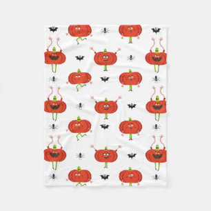 Couverture Polaire Citrouilles d'halloween mignonnes, araignée et mot