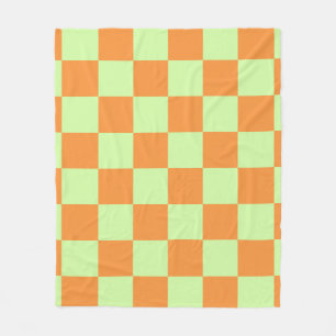 Couverture Polaire Citrus vert orange À damiers En vichy Motif