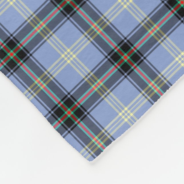 Couverture Polaire Clan Bell bleu clair et noir Tartan (Coin)