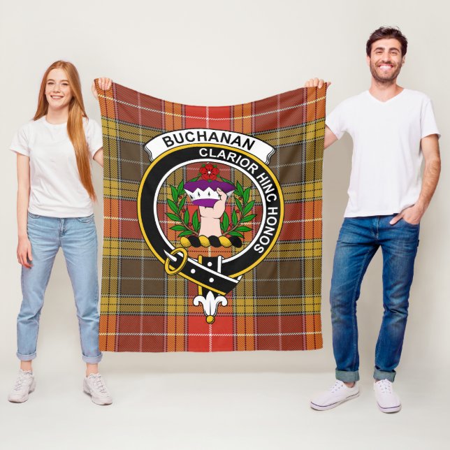 Couverture Polaire Clan Buchanan Old Set Patiné Tartan Plaid (En situation)