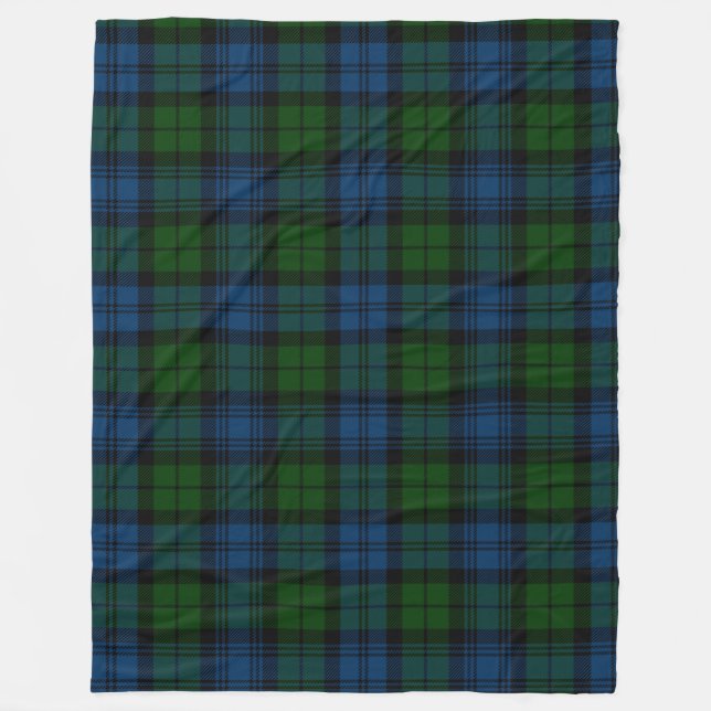 Couverture Polaire Clan Campbell Military Plaid Green Black Tartan (Devant)