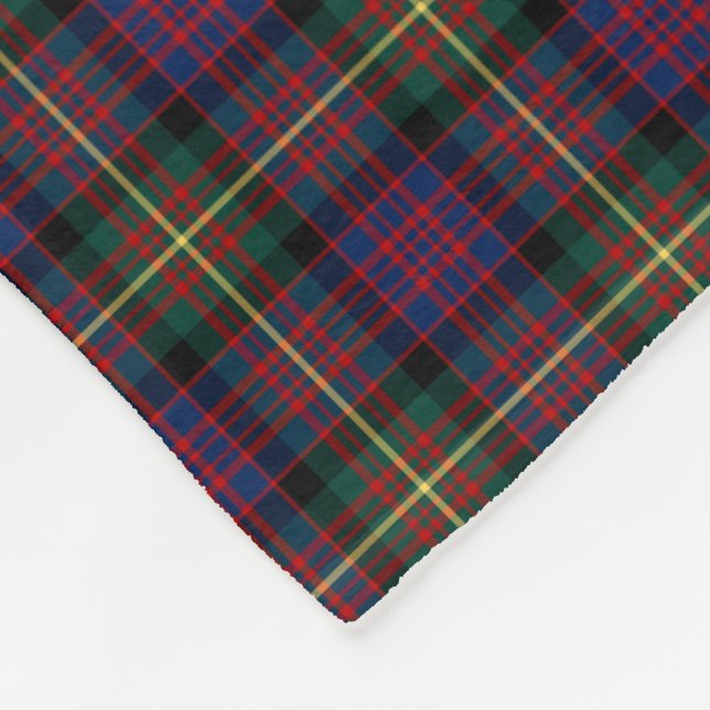 Couverture Polaire Clan Carnegie Bleu, Vert et Noir Tartan (Coin)