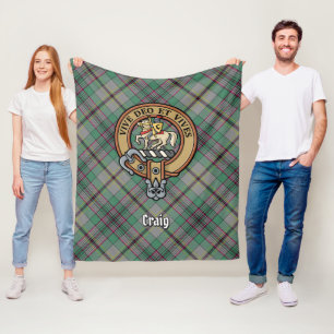 Couverture Polaire Clan Craig Crest sur Tartan