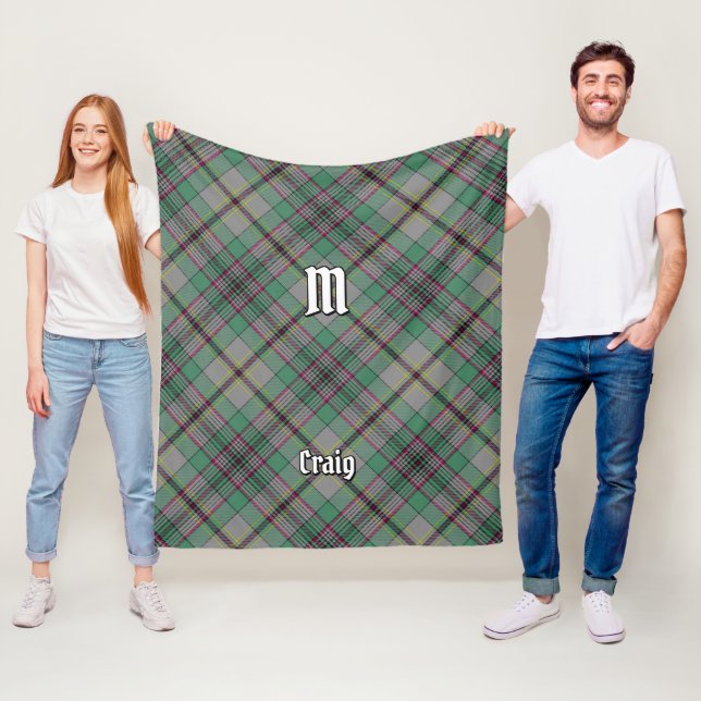Couverture Polaire Clan Craig Tartan Fleece Blanche (En situation)