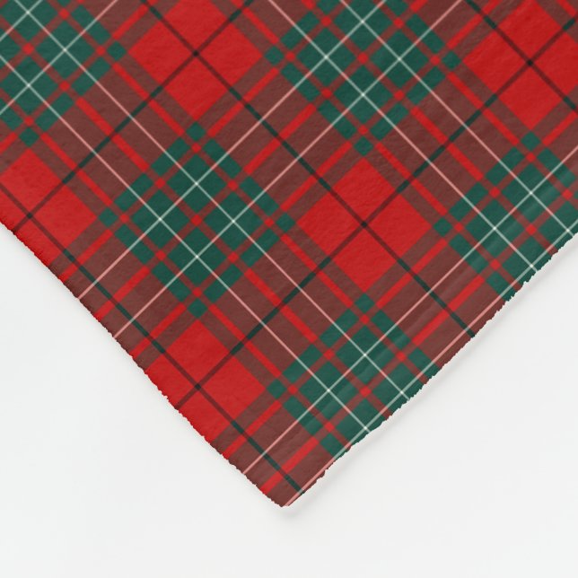 Couverture Polaire Clan Cummings Tartan Dark Green et Red Plaid (Coin)