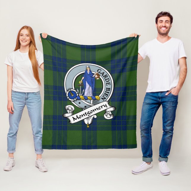 Couverture Polaire Clan de chasse Montgomery Badge Tartan Plaid (En situation)